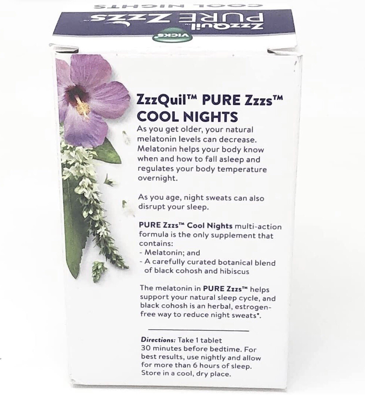 Vicks Zzzquil Pure Zzzs Cool Nights, Night Sweats Reducing 30 Tablets