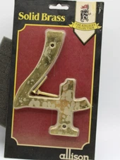 Allison Solid Brass House Number 4-FOUR NOS 6" KINGSLEY COLLECTION NIP