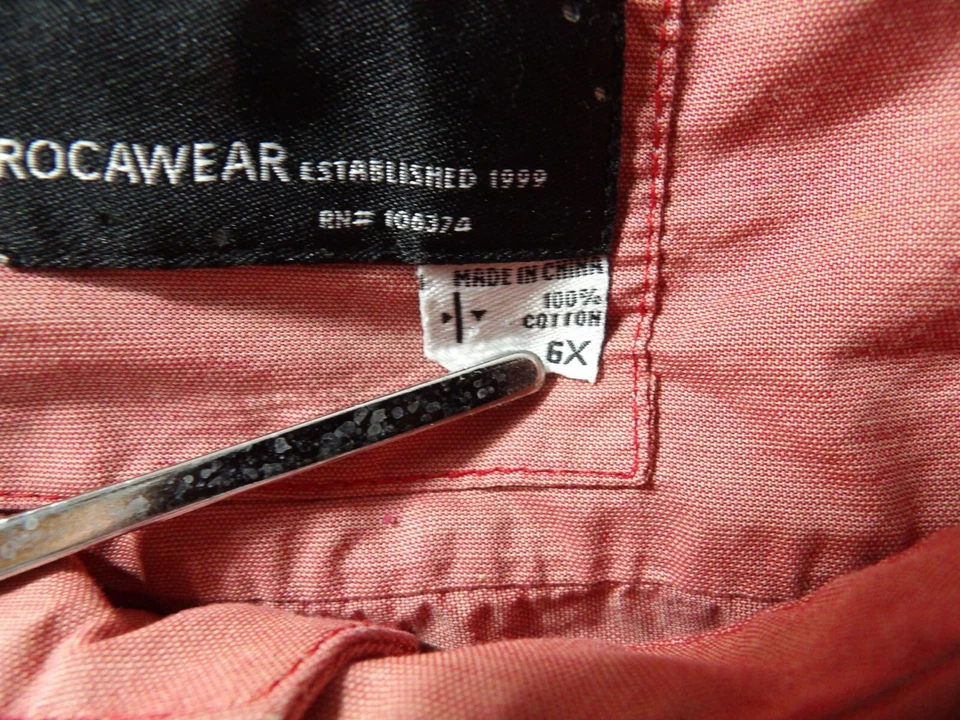 Roca Wear Mens 6X Red Shirt Button Up Casual Pockets Collared Y2K Hip Hop - Image 3 of 4