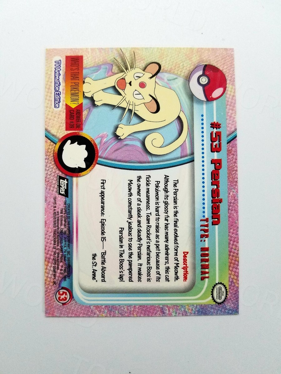 #53 persian pokemon card Pokémon Topps Trading Cards (Series 1) #53 
