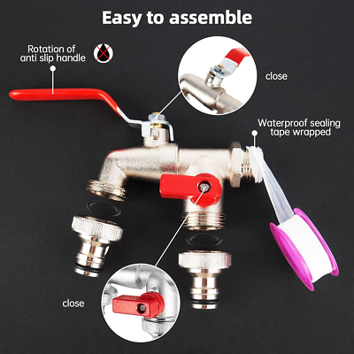 Double Outlet Garden Outdoor-Tap Valve Faucet 1/2 X 3/4 X 3/4 For BSP - Foto 5