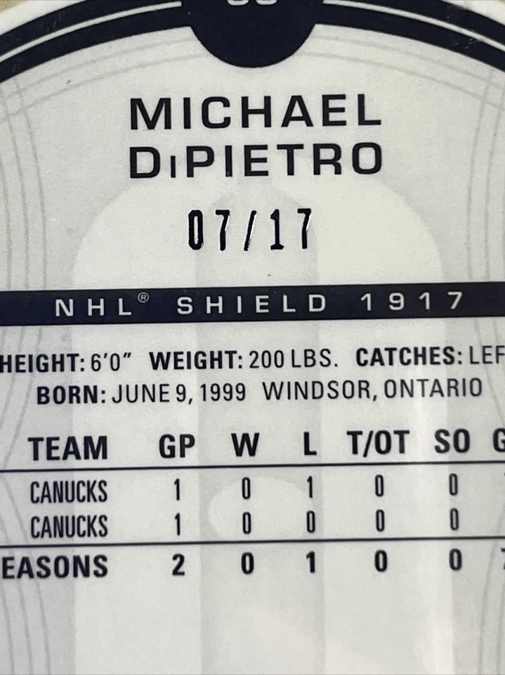 2020-21 Upper Deck Allure 2005 NHL Shield 1917 Michael DiPietro 93 Rookie /1 7 - Image 2 of 4