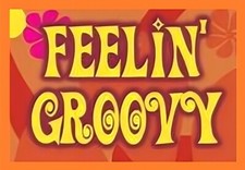 Feeling Groovy In Yellow Letters Swirls Flower Power Hippie Peach Not War MAGNET
