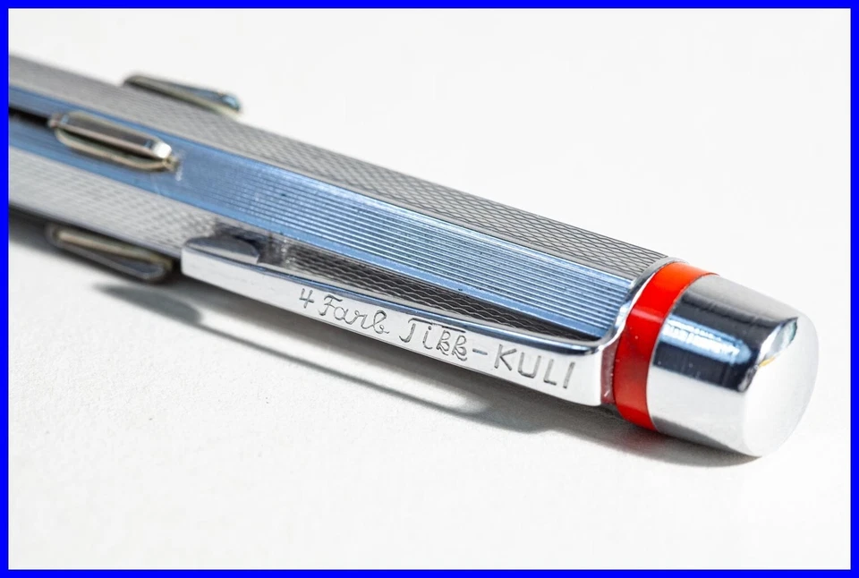 4 Farb Tikk Kuli Rotring Kugelschreiber MULTI PEN in Stahl mit Schieber Mechanik - Bild 4 von 4