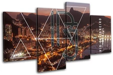 Rio De Janeiro Typography City MULTI CANVAS WALL ART Picture Print