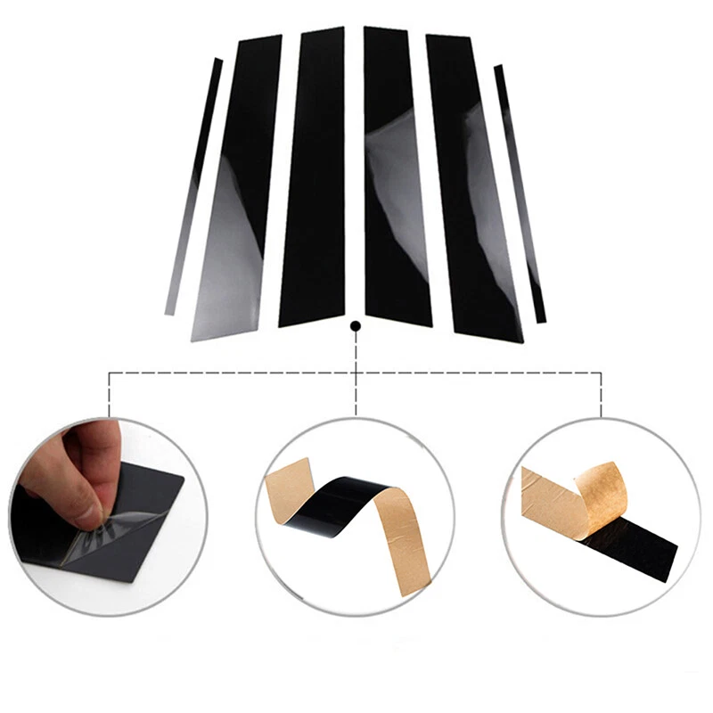 6PCS Black Pillar Posts For 2007-2011 Toyota Camry Window Door Cover Piano Trim - Image 4 of 4