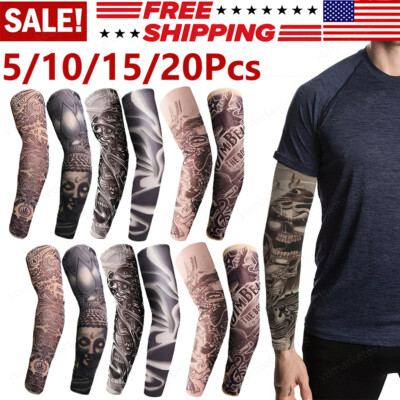 5/10/15/20Pcs Fake Temporary Tattoo Sleeves Arm Stockings Tatoo Cool Women Men