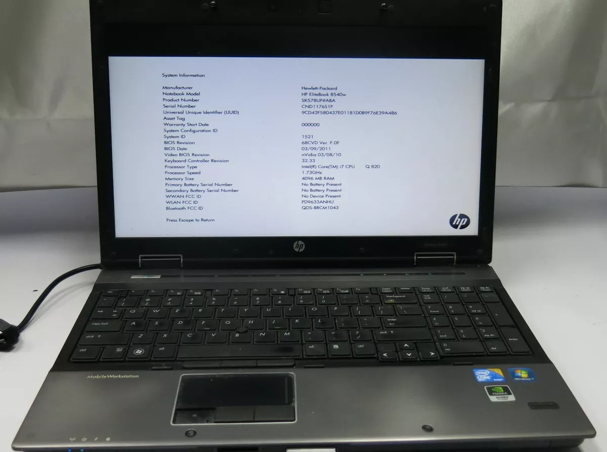 HP Elitebook 8540W 15.6