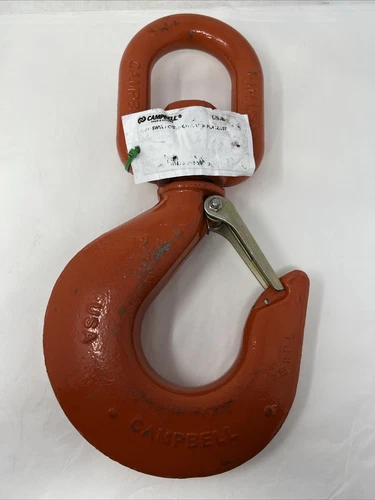 Campbell 3953215PL #12 Swivel Hoist Hook w/Latch, 15 Ton Wll, Alloy Steel Orange