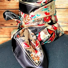 Paisley Scarf Design by M.O.S.I. Silky Black-Multi Lrg36x36 Quail Creek Wild Rag