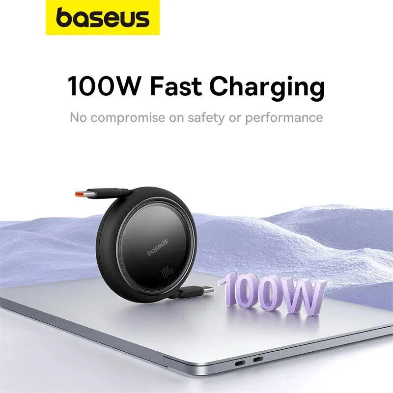 Retractable 100W USB C Cable For iPhone 15 15Pro 15ProMax iPad Fast Charge Cable - Image 4 of 4