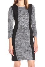 Calvin Klein Black Gray Womens  Knit Sweater Dress STRETCH, NO LINING, SIZE L