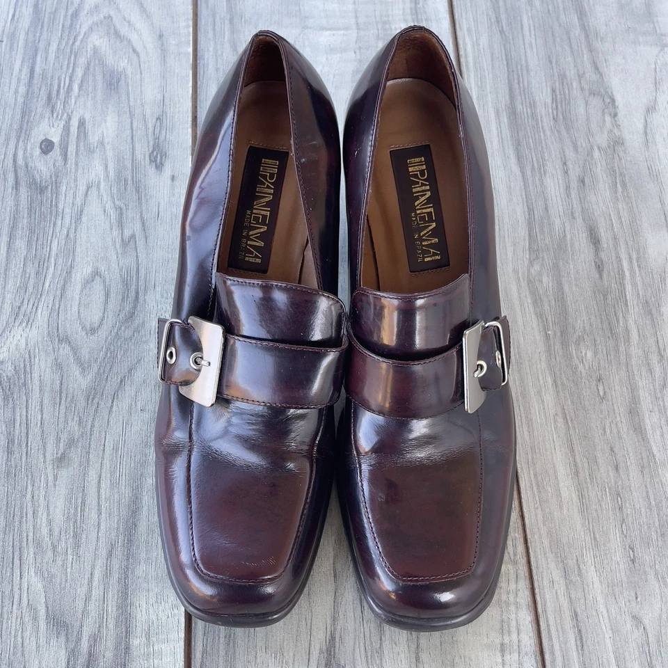 Ipanema Mocasines Tacón Grueso Mujeres 9M Cuero Marrón Puntera Cuadrada Y2K Zapatos Academia Foto 3 de 4