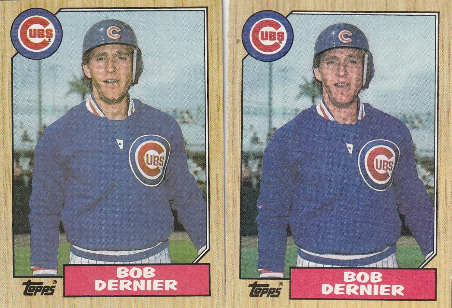 FREE SHIPPING-MINT-1987 Topps #715 Bob Dernier Chicago Cubs  -2 CARDS