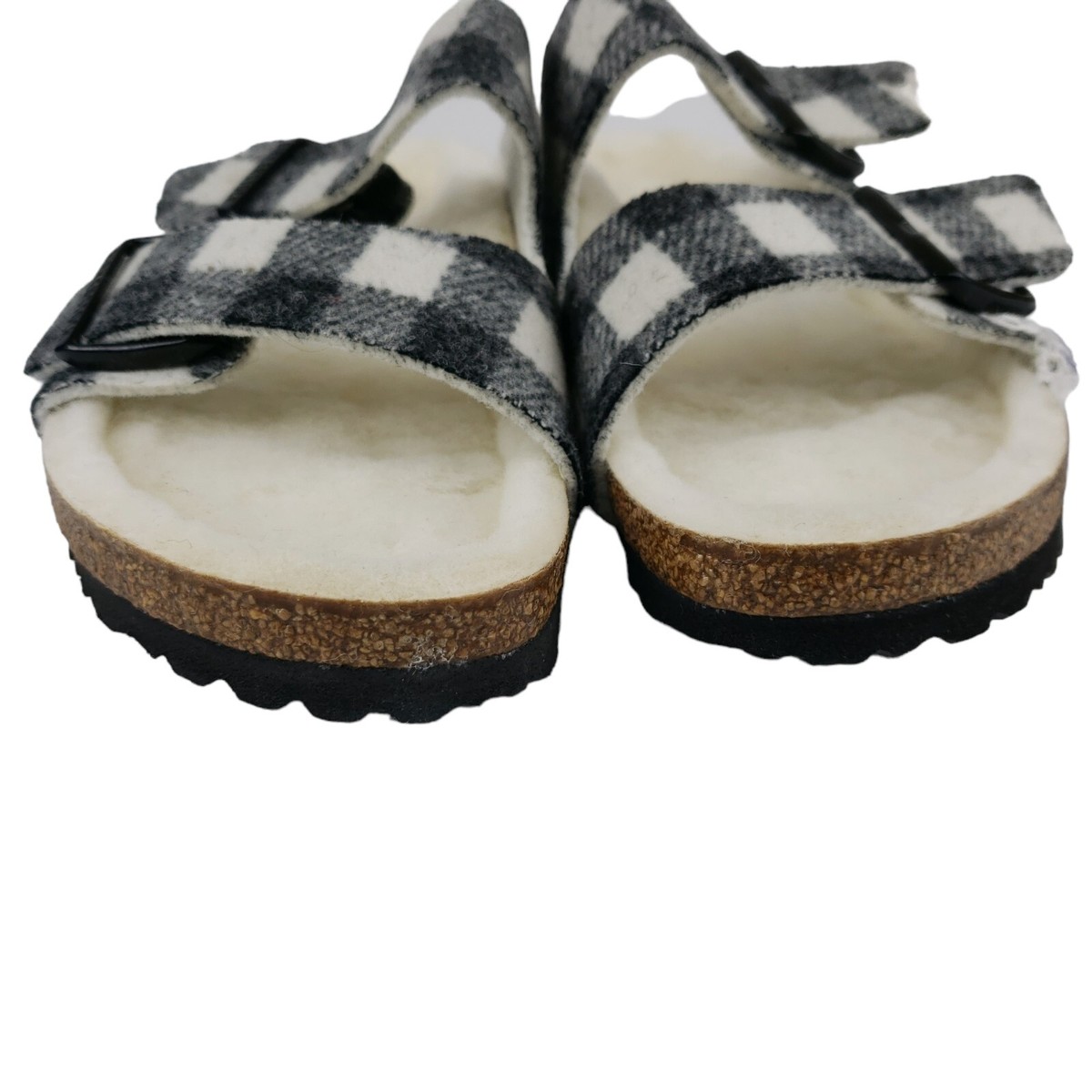 NEW BIRKENSTOCK Arizona Rivet Shearling Sandals WHITE PLAID  display picture 1