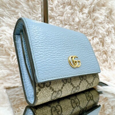 Gucci Petit Marmont GG Supreme Bi-fold Wallet PVC Leather Light
