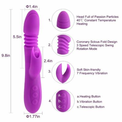 heated vibrating dildo Blissmakers Thrusting Dildo Rabbit Vibrator Adult Sex Toys with Heating  Function, 3 Thrusting & Rotating & 10 Tapping Vibrating G Spot Dual Motor  Stimulator for Women Couple main image 0