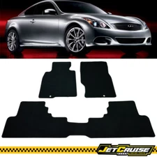 Fits 08-13 Infiniti G37 Coupe Black Nylon Front & Rear Floor Mats Carpets 3PCS