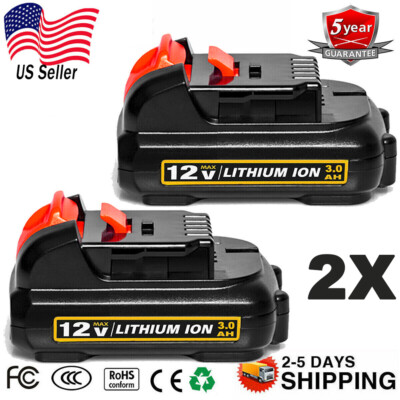 2Pack For Dewalt Battery DCB120 3.0Ah 12V 12 Volt Max Lithium Ion DCB127 DCB121