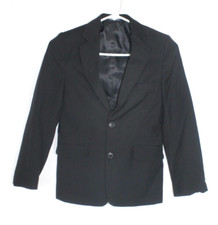CHAPS Boys Black Formal Suit Blazer Size 10 Regular Collared Single Breasted