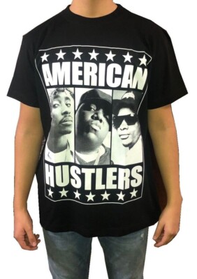 MEN'S PRINTED TEE'S Tupac Biggie Eazy E ''American Hustlers'' T Shirt SHORT SLEEVE