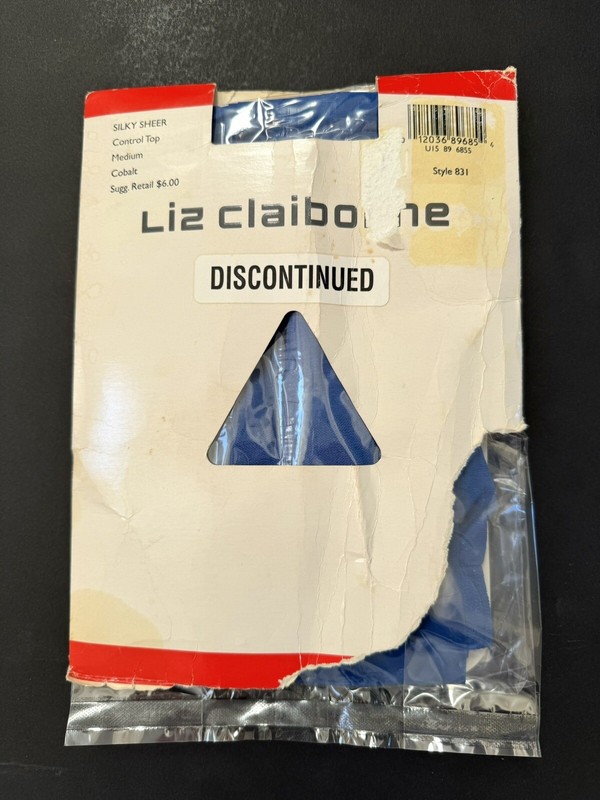NIP Vintage Liz Claiborne Silky Sheer COBALT Blue Pantyhose, Size Medium