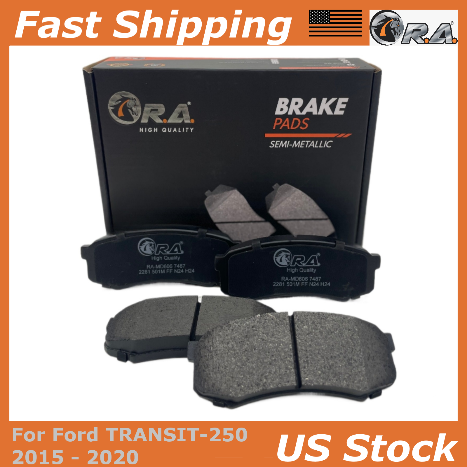 Rear Disc Brake Pads for 2015 - 2020 Ford TRANSIT-250 3.2L 3.5L 3.7L