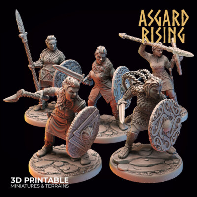 Shield Maiden, 32mm Tabletop Wargames Fantasy RPG DnD Nordic Viking Lady Warrior