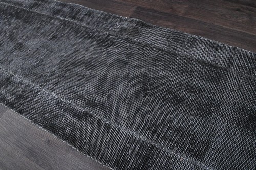 Vintage Turkish Runner Rug 2x5ft Wool Anatolian Handmade Hallway Oushak BLACK - Picture 4 of 10