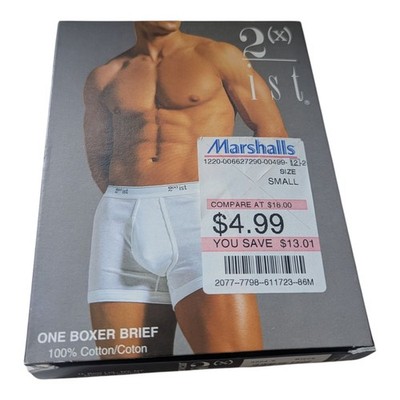 2xist Mens Boxer Brief Underwear  BLACK Brief Size Small 28-30 Cotton Vintage 