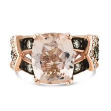 Le Vian 14K Rose Gold Morganite White/Chocolate Split Shank Fashion Ring - Size