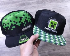 Minecraft Hat Kids 2-Pack One Size Fits Most Snapback Hat Logo Youth Boys RARE
