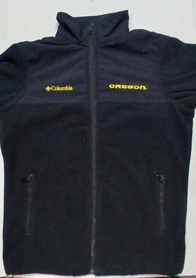 Columbia Mens Oregon Ducks Football Zip Fleece Jacket  Black - Size Small