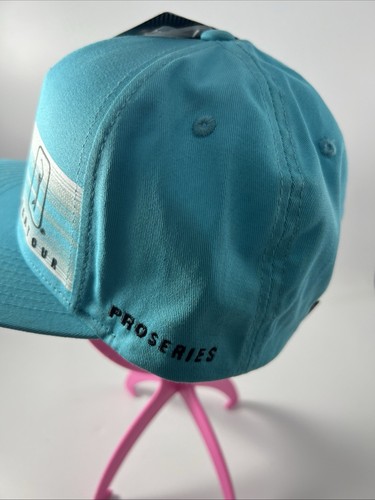 PGA Tour Golf Cap Adjustable Pro Series Hat Front Stripes Teal Flat Brim NEW  - Picture 3 of 6