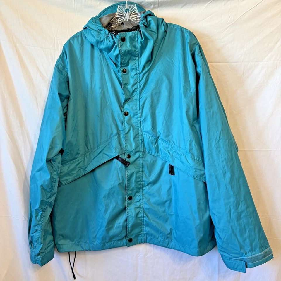 Bass Pro Shop 雨衣可打包夹克外套男式 L 蓝绿色钓鱼 — 第 2/4 张图片