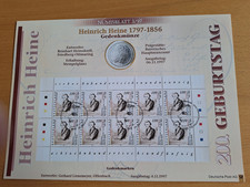 Ank&uuml;ndigung, Werbeprospekt der Deutschen Post f&uuml;r Numisblatt 3/97 Heinrich Heine