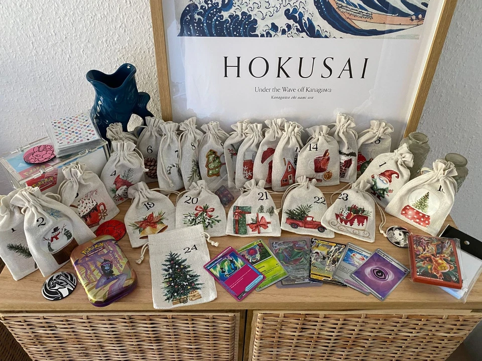 🎄Pokemon Karten Adventskalender 24 Pakete mit Holos und vielen Karten Geschenk