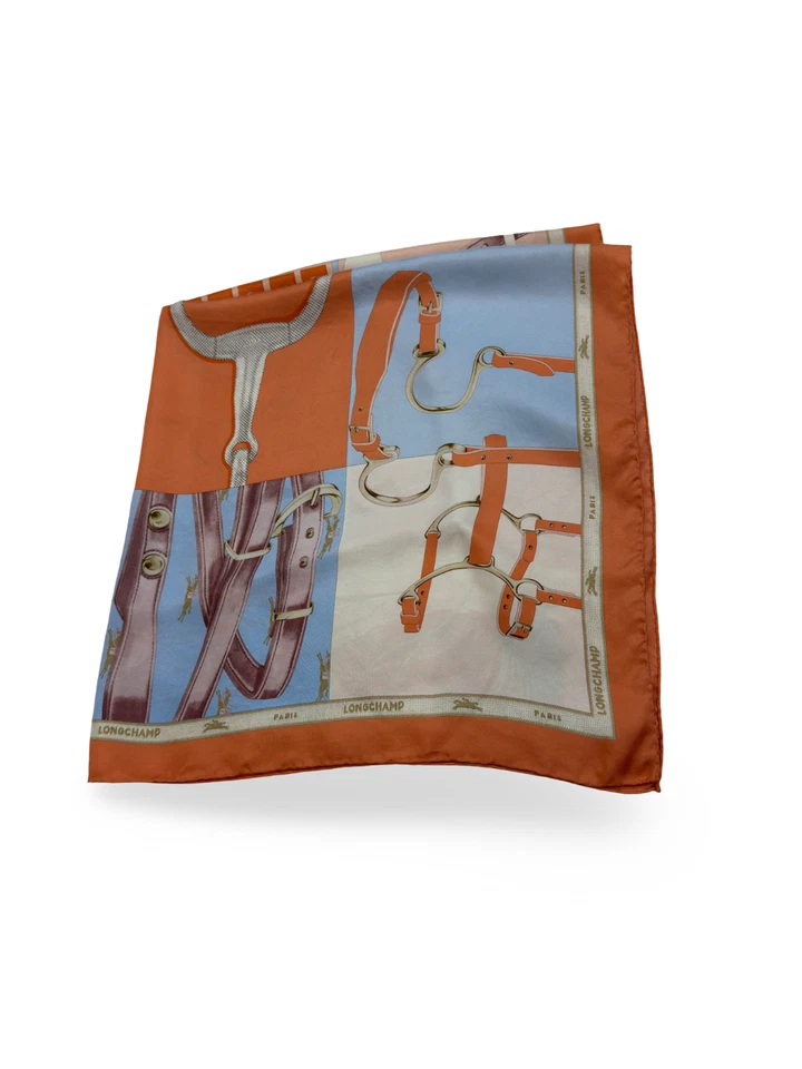 Longchamp Silk Scarf Vintage Horsebit Tassel Printed - Image 3 of 4