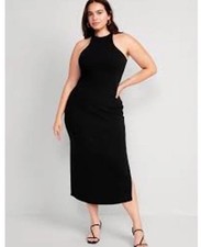 Old Navy Women’s Ribbed Black Crew Neck Sleeveless Midi Dress SZ XXL