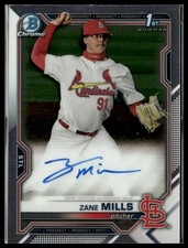 2021 Bowman Draft #CDA-ZM Zane Mills Chrome Draft Pick Autographs