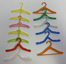 Plastic Doll Hangers Miniature Colorful Barbie Size Marked Hong Kong Lot Of 13