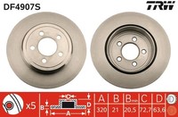 2X Bremsscheibe Trw Single DF4907S FüR Chrysler Dodge Le Lx 300C Touring Crd Awd