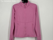Asics Womens Pink Long Sleeve Pockets Classic Full Zip Jacket Size Small
