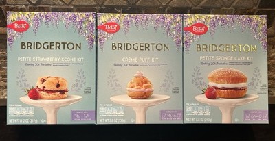 Betty Crocker Bridgerton Strawberry Scone Crème Puff Sponge Cake Baking Kit LOT