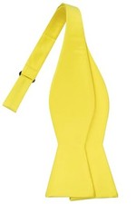 Self-Tied Satin Bow Tie Solid Tuxedo Adjustable Bowties For Adults Yellow