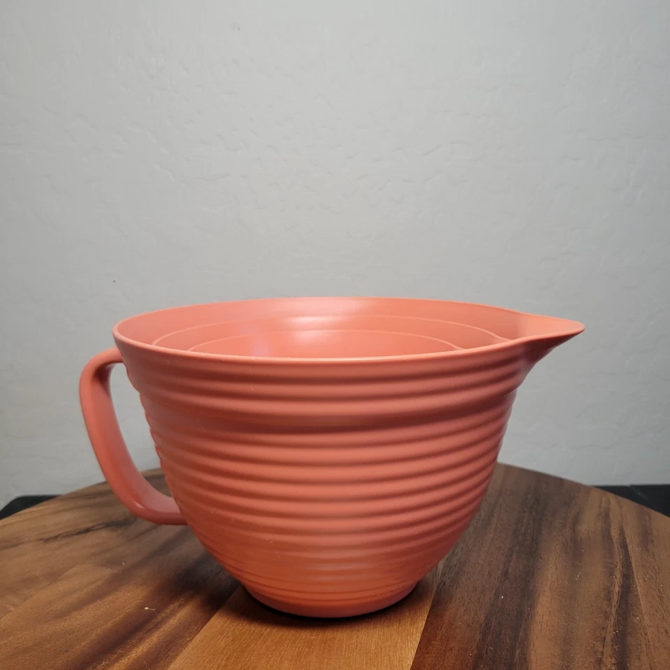 Juego de 3 tazones de batería de plástico reciclado ecológico Mainstays, naranja/coral Foto 3 de 4