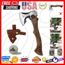 Lightweight 13.8" Hatchet with Leather Sheath - Perfect for Outdoor Adventures