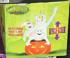 Airblown Inflatable 8 ft Illuminated Halloween Ghosts in Pumpkin Yard Decor