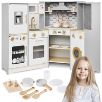 Mamabrum SpielküChe Aus Holz Mit Led-Beleuchtung Und Soundeffekten FüR 4 Kinder