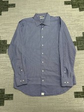 Suitsupply Traveller Dress Shirt Mens 17.5 Blue Check Cotton Button Up Formal